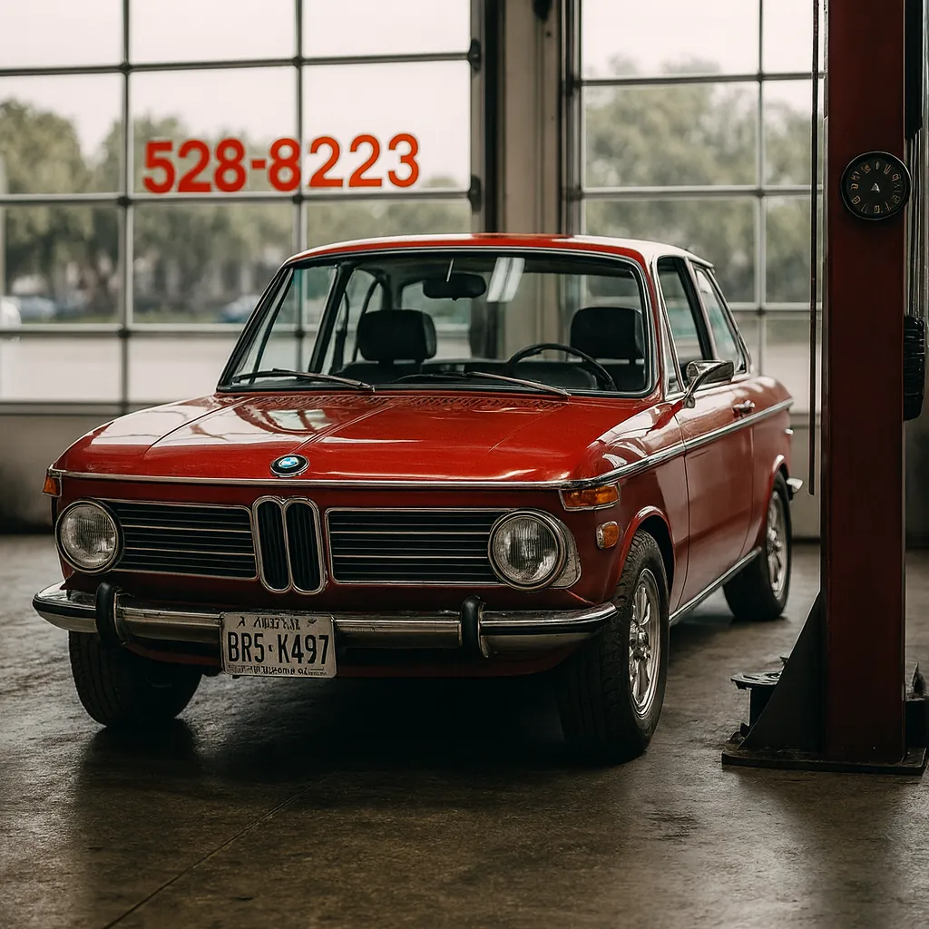 Red classic BMW at Bert's Motor Works